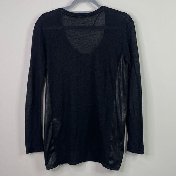 Zara Linen Faux Leather Accent Grunge Goth Witchy Top Women's Size Small - Picture 2 of 7